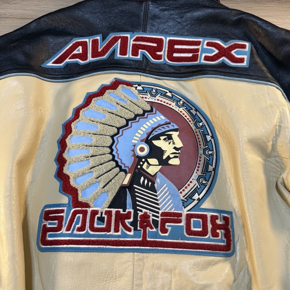 VTG Avirex Snuk & Fox Bomber Jacket Genuine Leather American Flight Jacket Men L - Picture 2 of 12